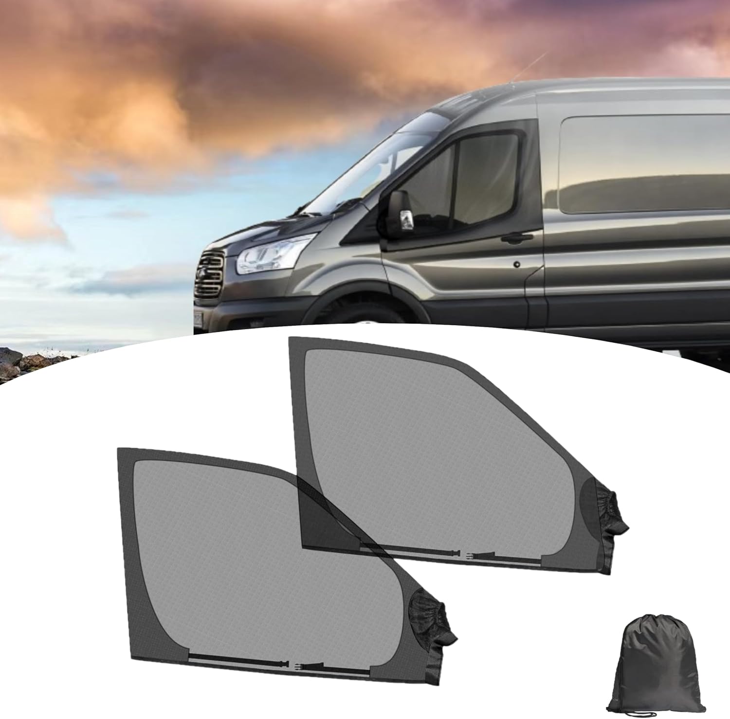 Car Accessories - 2 個ユニバーサルキャンピングカー窓バグスクリーンペアフロントドアバグスクリーンスプリンターメトリストランジットプロマスターカーアクセサリー
