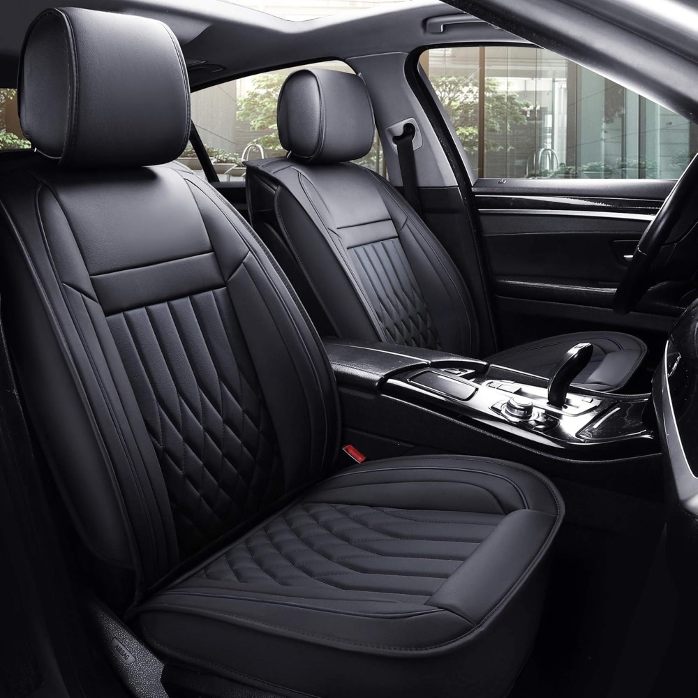 Leather Car Seat Covers Full Set Universal - 5個入り 車用シートカバー フルセット 防水レザー エアバッグ対応 自動車用クッションカバー