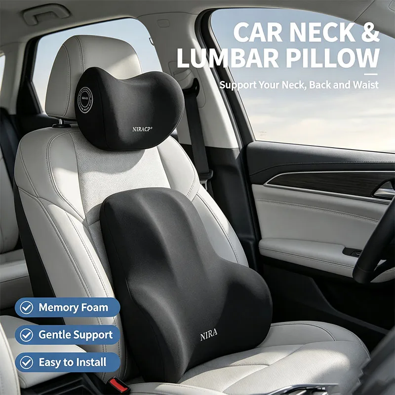 Memory Foam Car Neck Pillow Lumbar Support - 新しいメモリーフォーム製車用ネックピローは腰椎を保護し、通気性のあるヘッドレストをサポートし、圧力を軽減し、快適な使用を提供します。