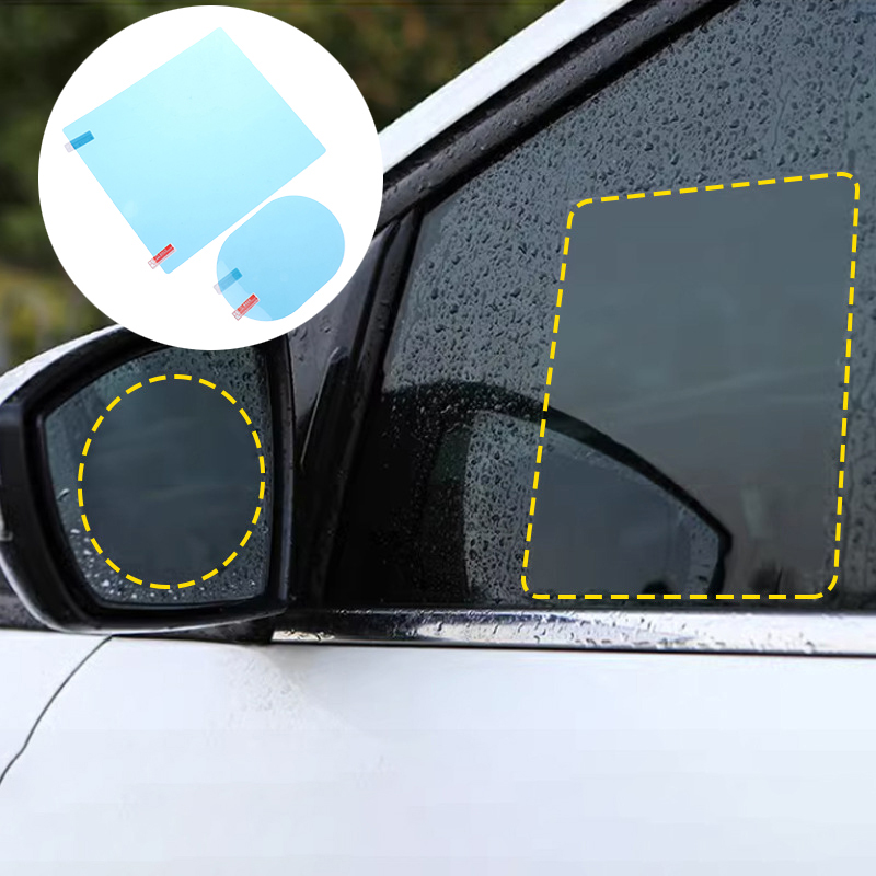 Anti Glare Car Rearview Mirror Film - 4 個アンチフォググレア防雨防水ミラーフィルムクリアナノコーティング車のバックミラー保護サイドウィンドウステッカー