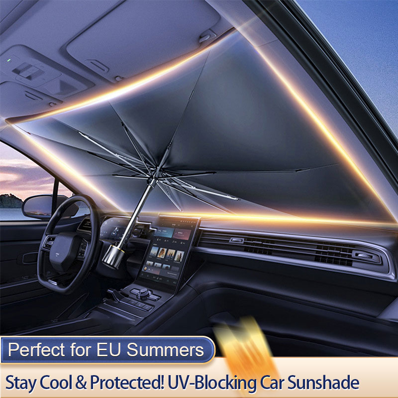 Car Sunshade Windshield Umbrella Foldable - 車のサンシェード傘フロントガラスサンシェード折りたたみ式保護パラソル夏 UV 保護ユニバーサル EU 夏に最適