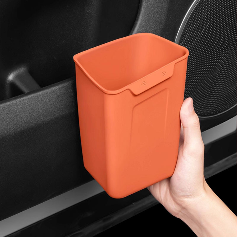 Waterproof Car Trash Can With Lid - ユニバーサルカースマホンホルダー付きゴミ箱 ミニゴミ箱 シリコン製防水 車ドアポケット収納ボックス 車内オーガナイザー