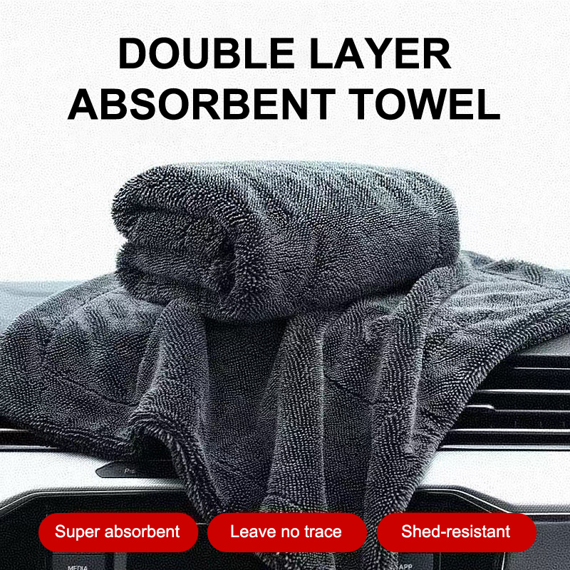 Microfiber Car Drying Towel Super Absorbent - マイクロファイバー乾燥タオル ツイストパイル 両面 1200GSM 厚手 超吸水