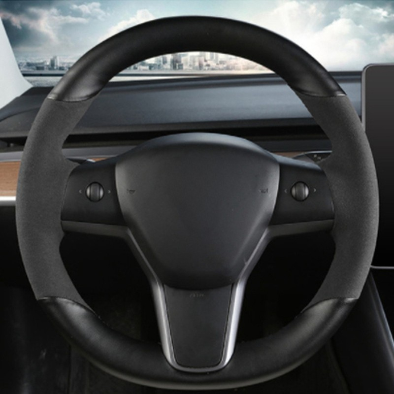 手縫いアンチスリップカーボンファイバースエード編組車のステア - Car Steering Wheel Cover Anti Slip Breathable のレビューと価格