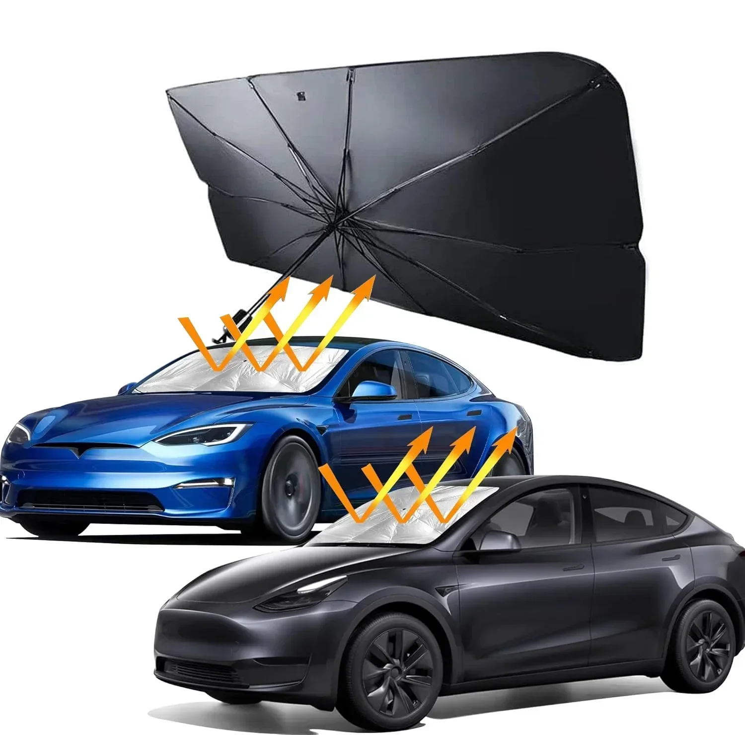 車用傘型サンシェード、フロントガラス用フロントカバー、折りた - Car Sunshade Windshield Umbrella Foldable のレビューと価格