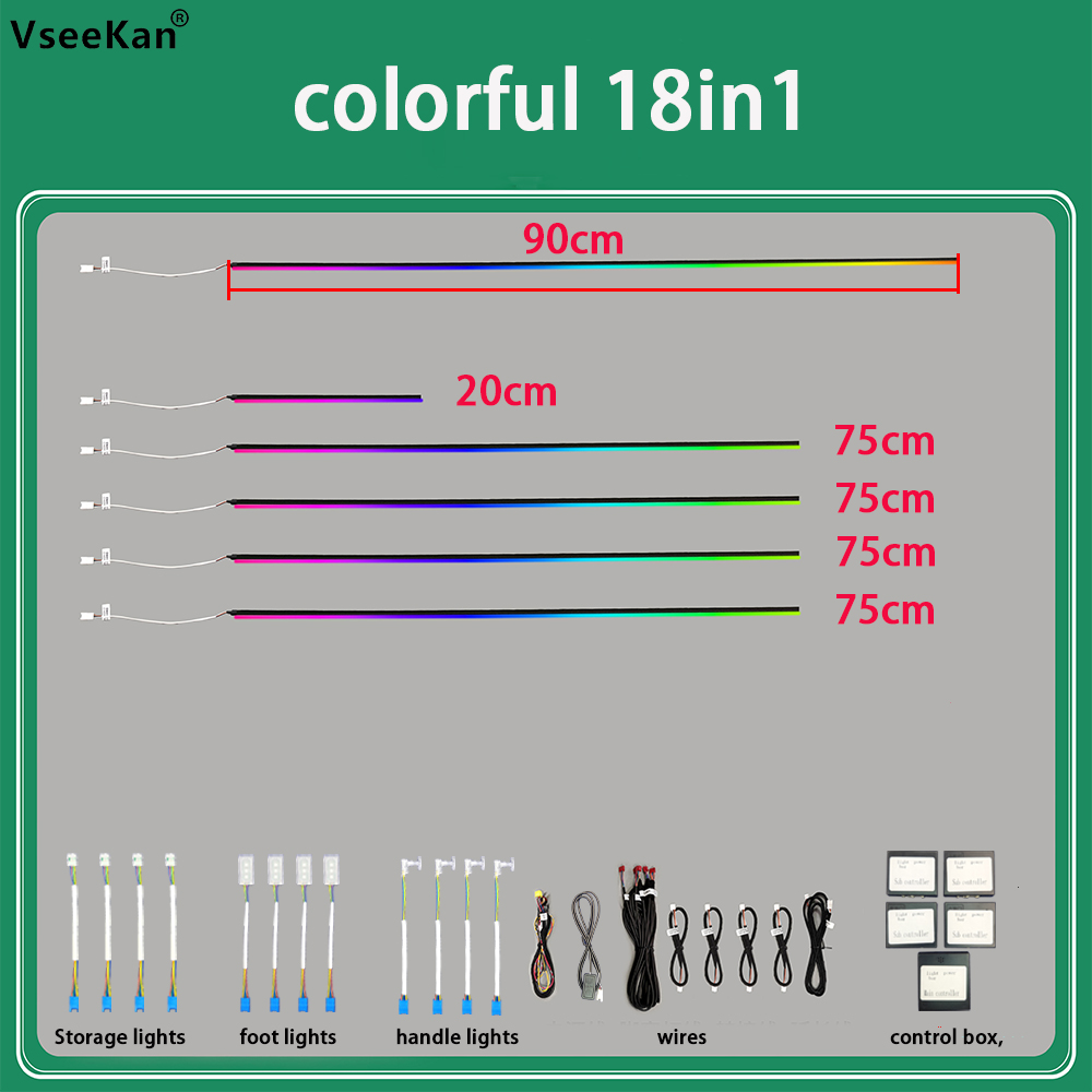 車内雰囲気照明キット インテリアライトキット 18 in 1 - Led Ambient Interior Car Lights App Control のレビューと価格