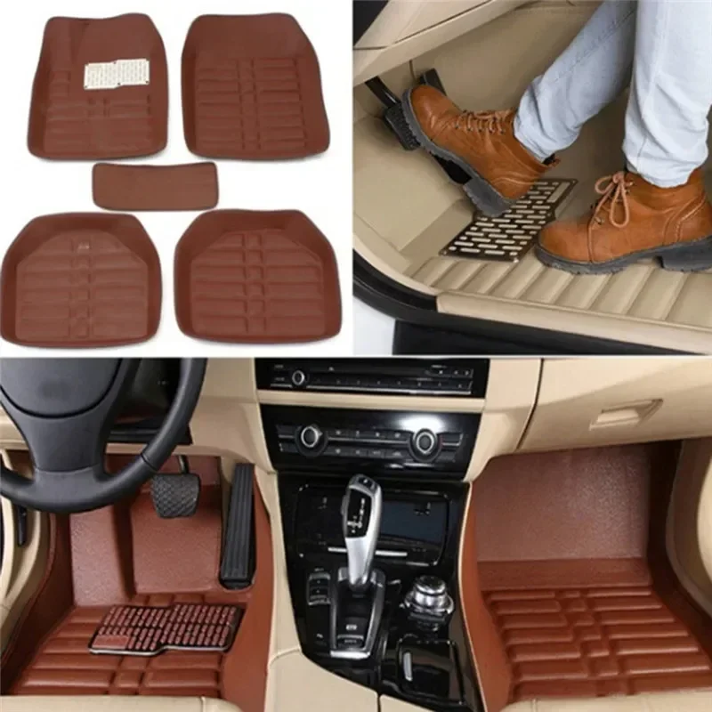 5 個プレミアム簡単クリーン防水自動車フットパッドユニバーサ - Car Floor Mats Universal Waterproof Leather のレビューと価格