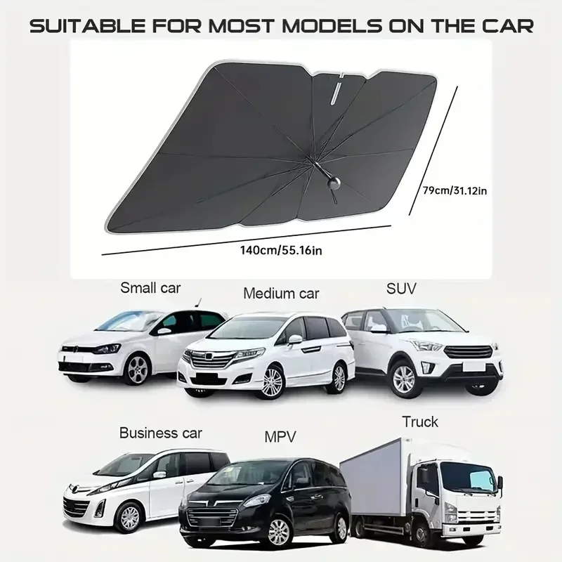 車用サンシェード、フロントガラス用傘型サンシェード、折りたた - Car Sunshade Windshield Umbrella Foldable のレビューと価格