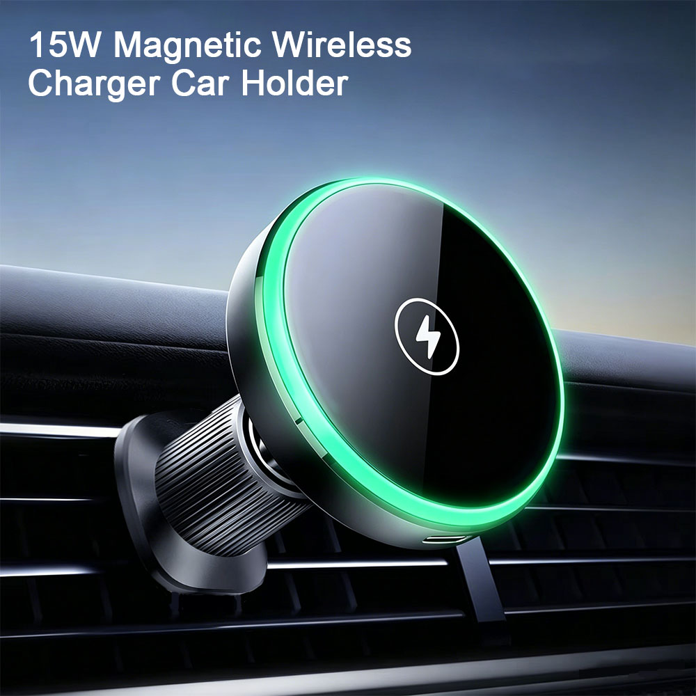 LEDライト付きマグネティックワイヤレスカーチャージャーホル - Magnetic Phone Holder For Car Vent のレビューと価格