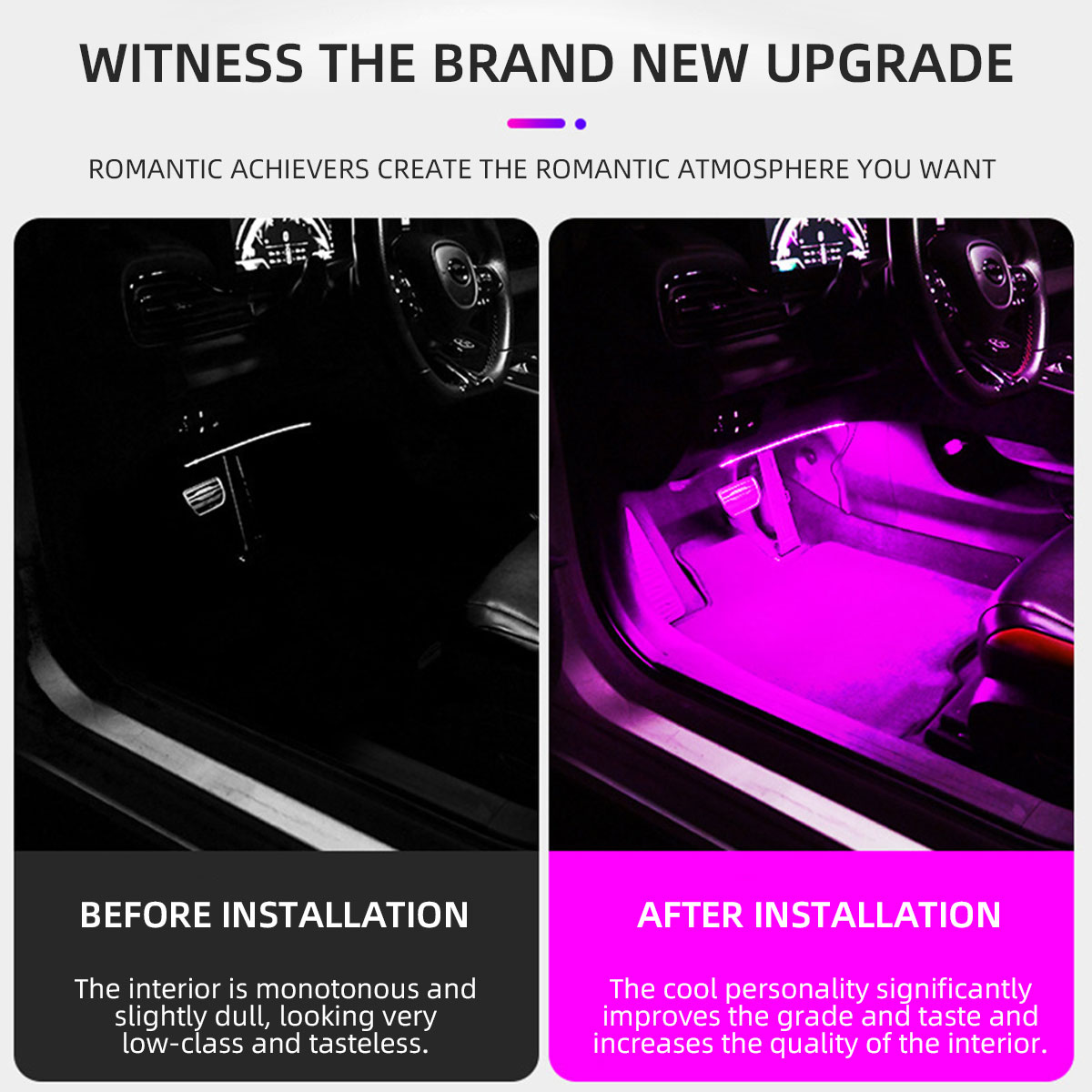 2/4in1 12/18 LED RGB レインボー雰囲気装 - Led Ambient Interior Car Lights App Control のレビューと価格
