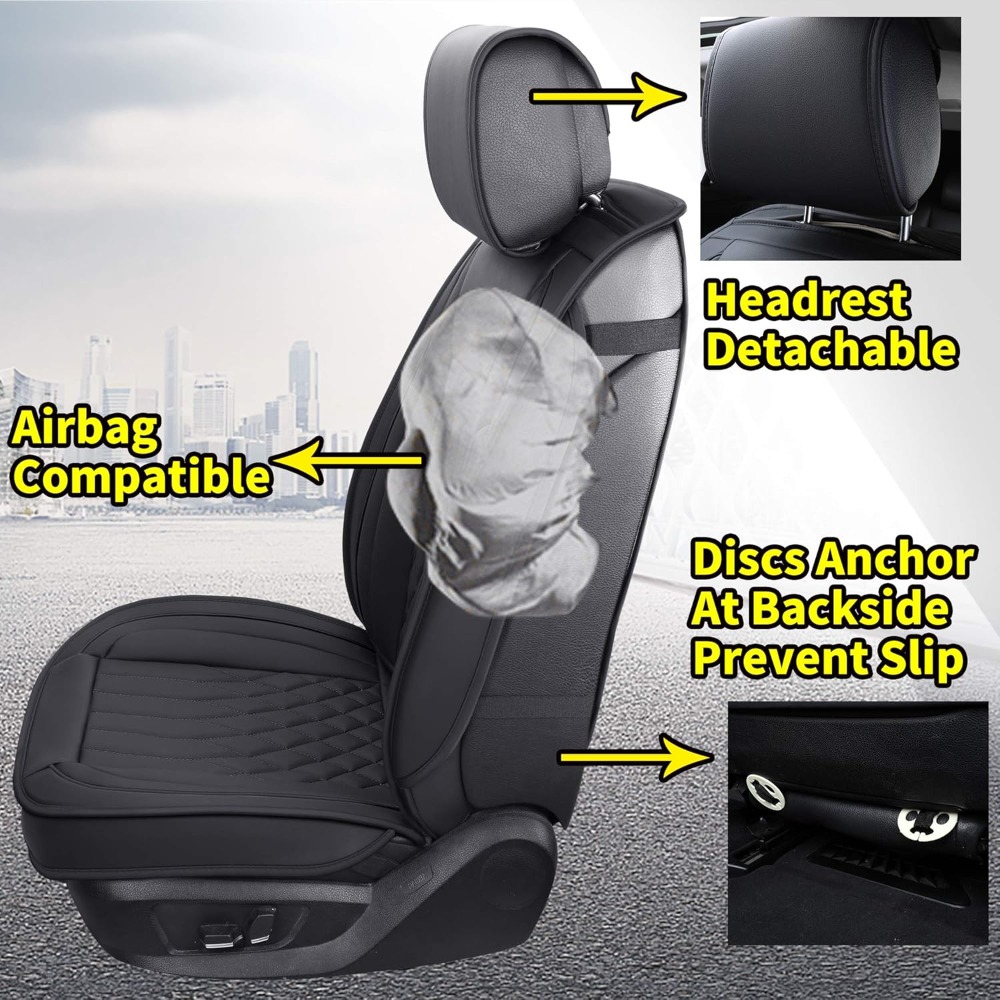 5個入り 車用シートカバー フルセット 防水レザー エアバッ - Leather Car Seat Covers Full Set Universal のレビューと価格