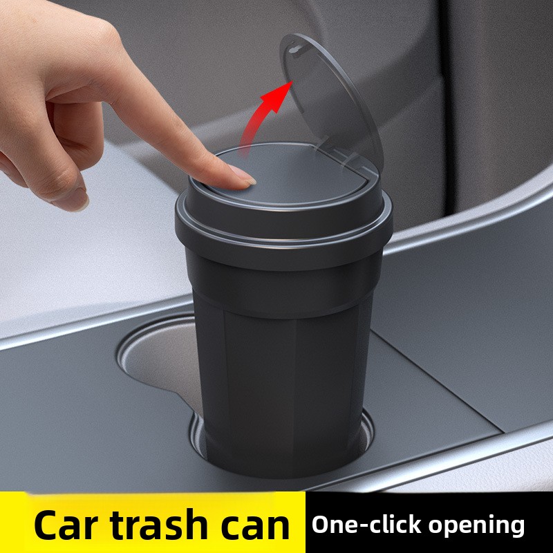 車のゴミ箱防水カップホルダー形状ミニ多機能収納ボックスプッシ - Waterproof Car Trash Can With Lid のレビューと価格