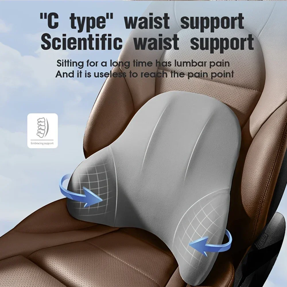 新しいメモリーフォーム製車用ネックピローは腰椎を保護し、通気 - Memory Foam Car Neck Pillow Lumbar Support のレビューと価格