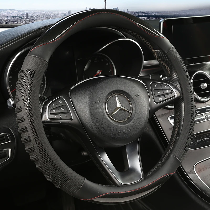 三次元ハニカム車のステアリングホイールカバー耐久性のあるレザ - Car Steering Wheel Cover Anti Slip Breathable のレビューと価格