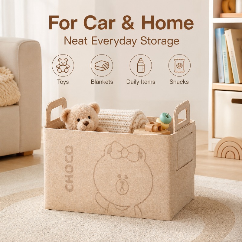 20L大型フェルト製トランクオーガナイザー、かわいいクマの折 - Car Trunk Organizer Foldable Storage Box のレビューと価格