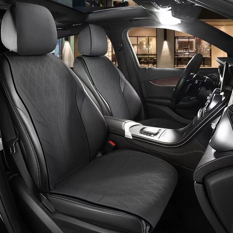 スエードレザーカーシートカバー 5席用 滑り止めカーシートク - Leather Car Seat Covers Full Set Universal のレビューと価格