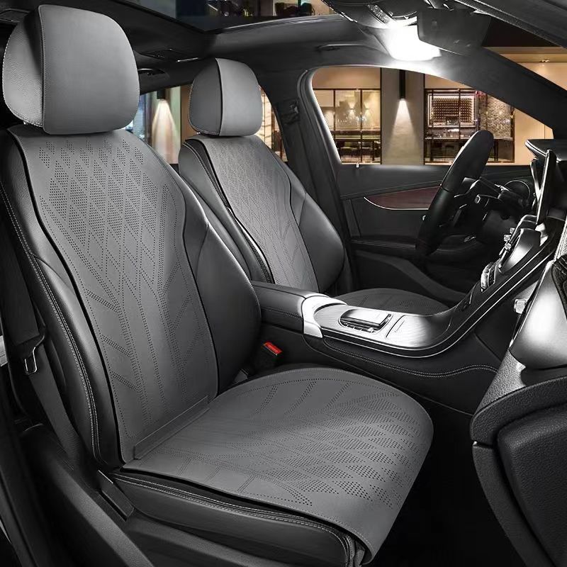 スエードレザーカーシートカバー 5席用 滑り止めカーシートク - Leather Car Seat Covers Full Set Universal のレビューと価格