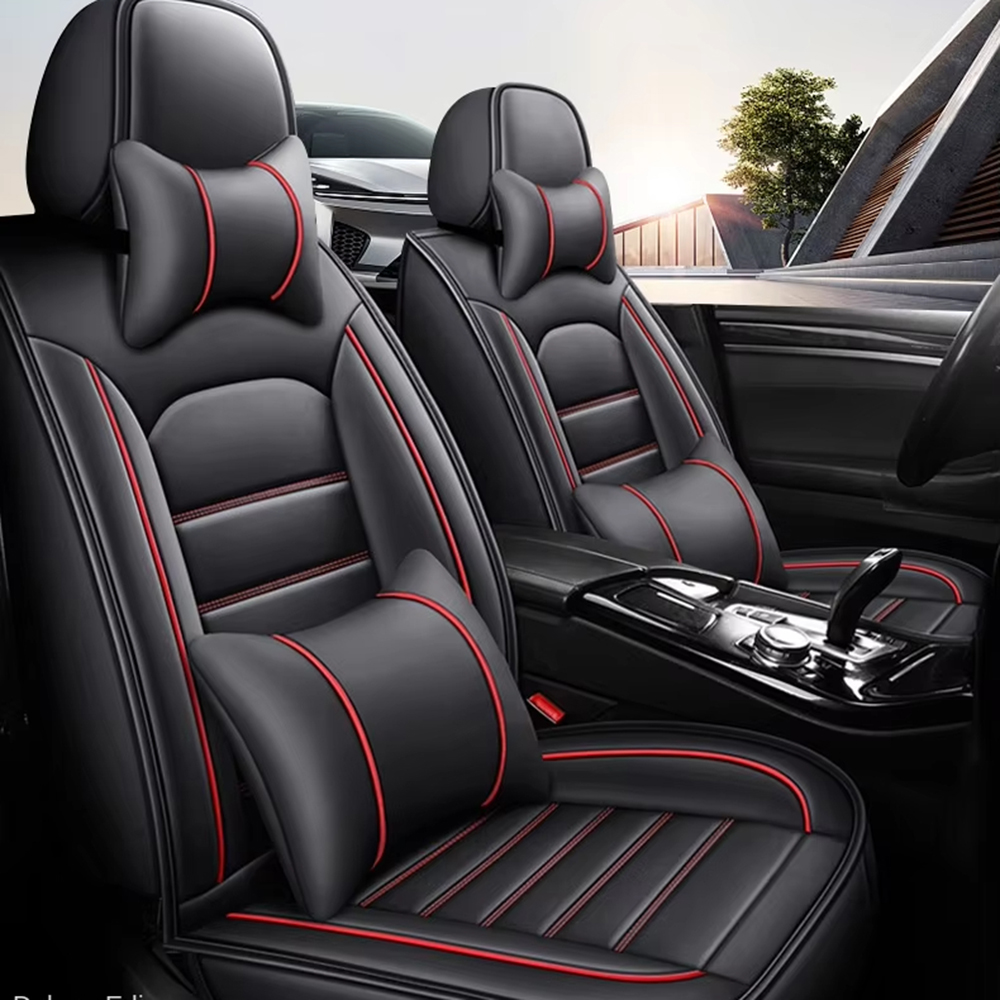 低価格で伸縮性のある3D 360度フルサラウンド耐摩耗性レザ - Leather Car Seat Covers Full Set Universal のレビューと価格