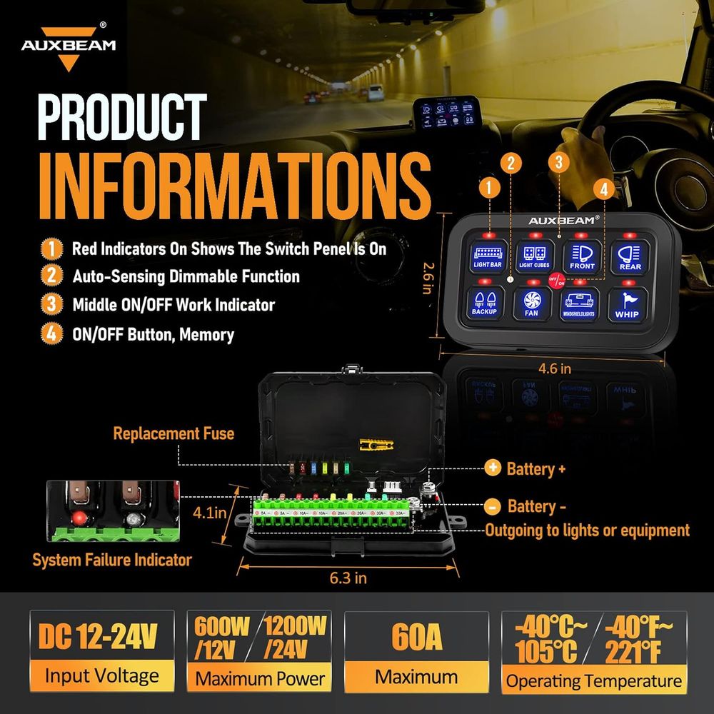 8連スイッチパネル BA80 自動調光LEDタッチコントロー - Car Electronics のレビューと価格