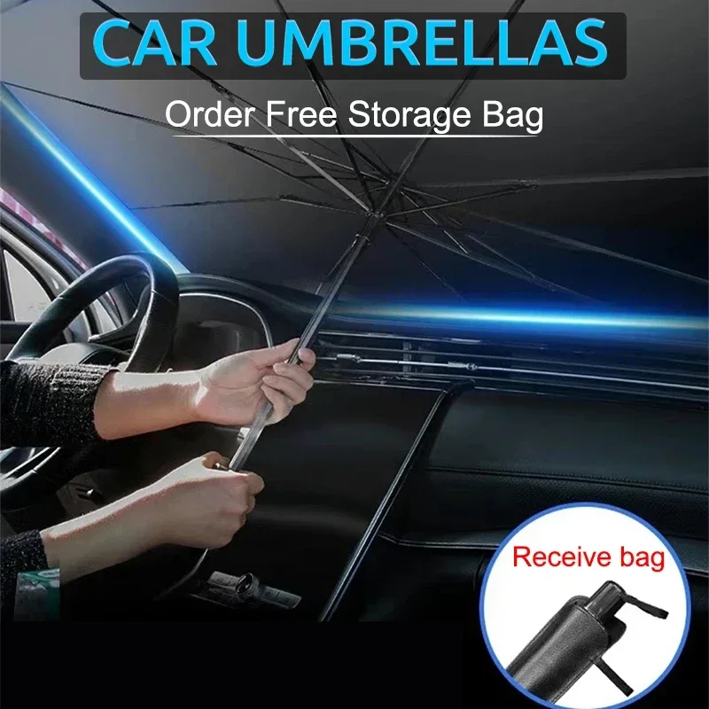折りたたみ式車用サンシェード傘、銀色の接着剤UVカット断熱ポ - Car Sunshade Windshield Umbrella Foldable のレビューと価格