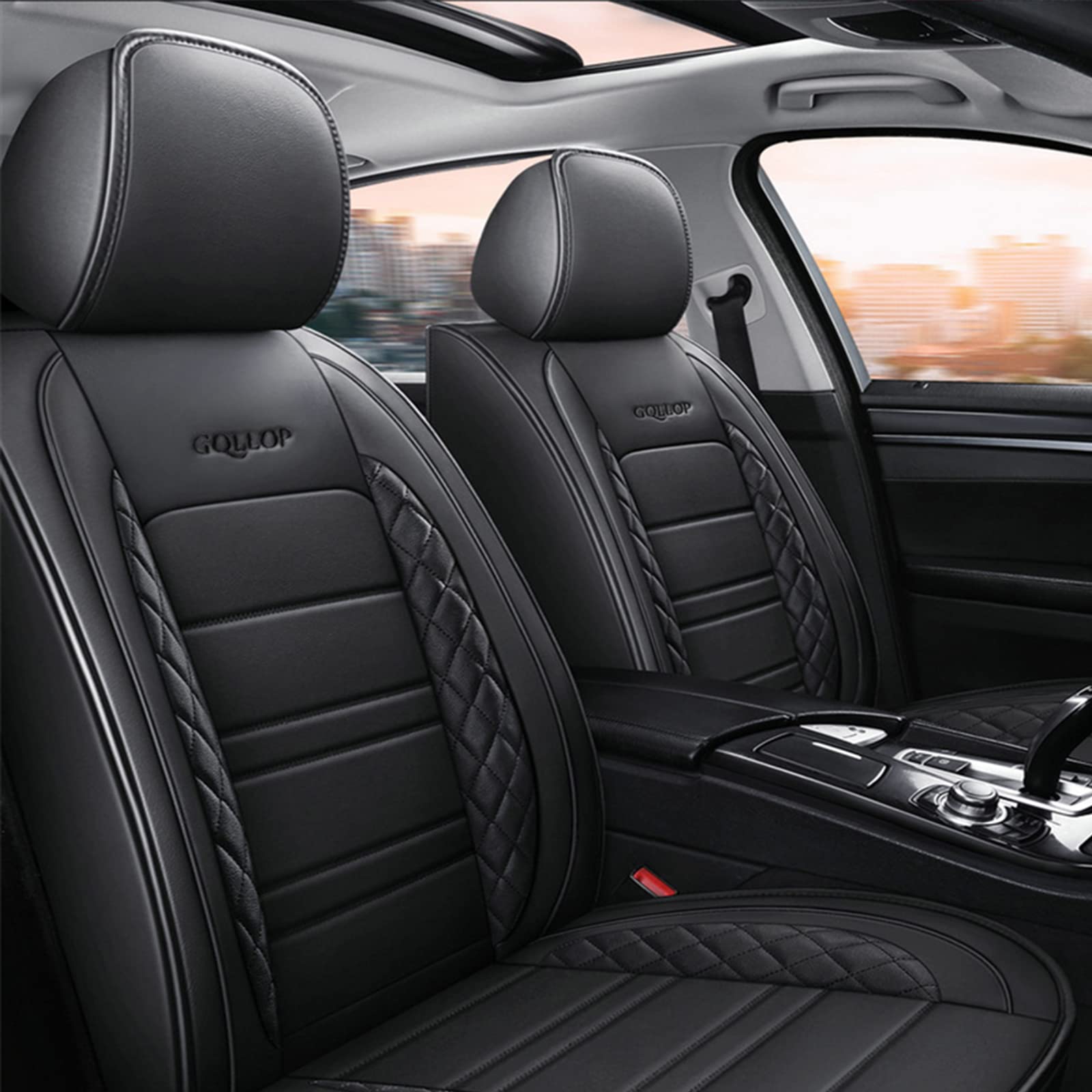 オートシートクッションカバー、PUレザープロテクターセット、 - Leather Car Seat Covers Full Set Universal のレビューと価格