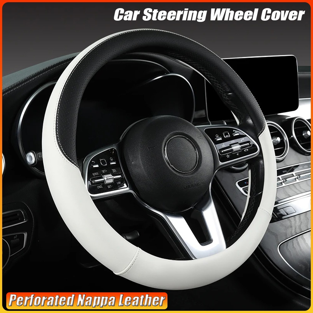 穴あきナッパレザー車のステアリングホイールカバー冬は暖かく、 - Car Steering Wheel Cover Anti Slip Breathable のレビューと価格