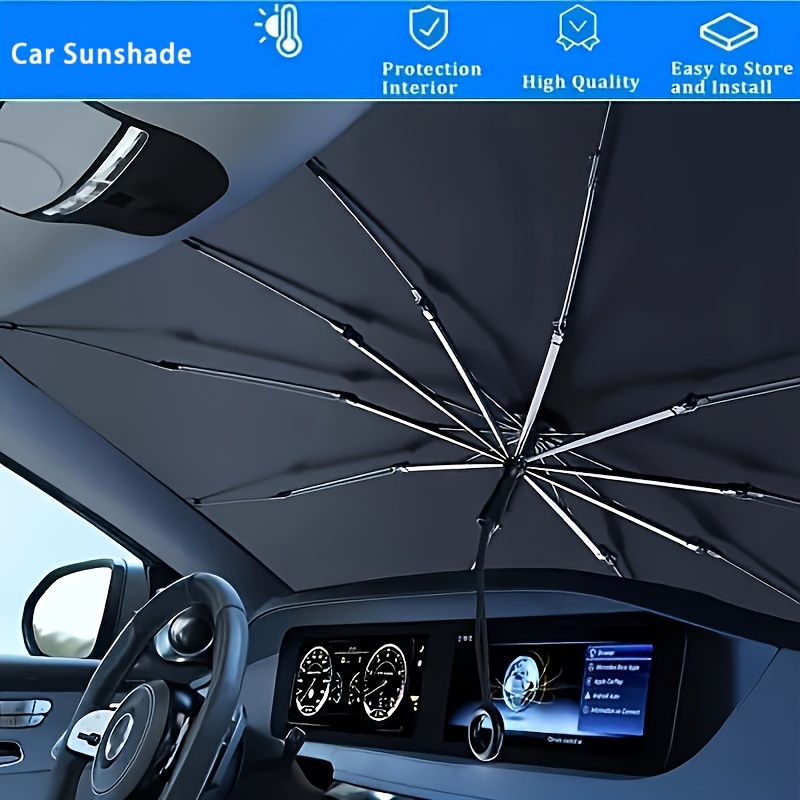 1個入り 車用フロントガラスサンシェード ユニバーサル傘型  - Car Sunshade Windshield Umbrella Foldable のレビューと価格