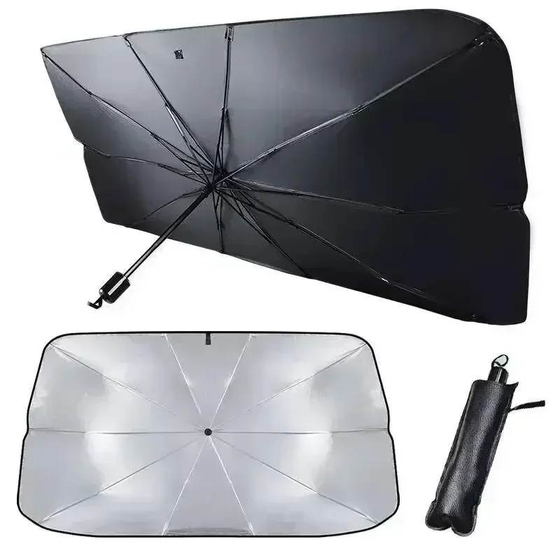 車のフロントガラス用サンシェード傘 折りたたみ式日よけカバー - Car Sunshade Windshield Umbrella Foldable のレビューと価格