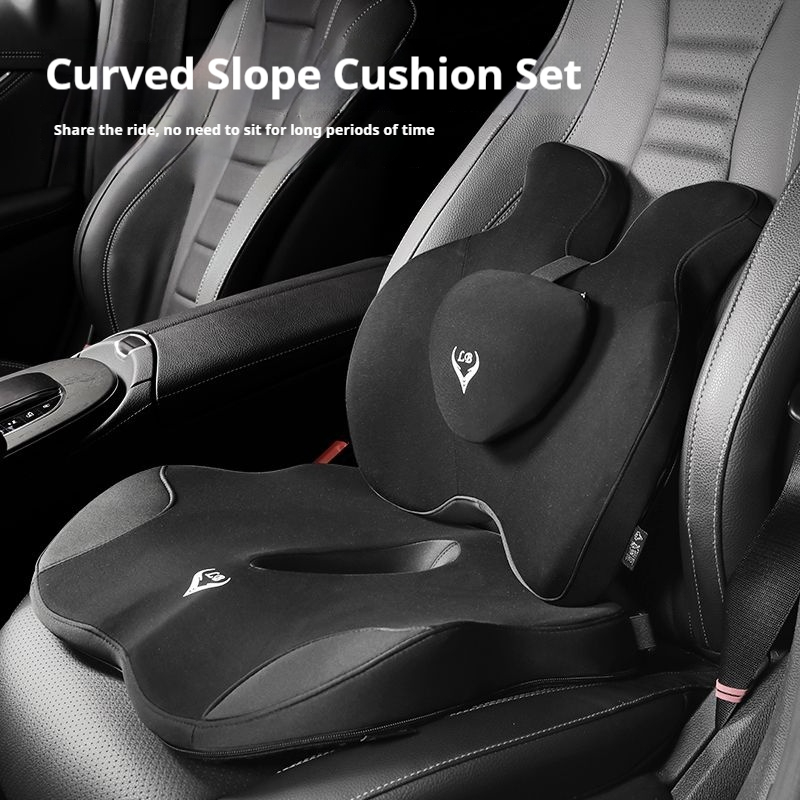 低反発オフィスチェアクッションカーシートサポート腰枕マッサー - Memory Foam Car Neck Pillow Lumbar Support のレビューと価格