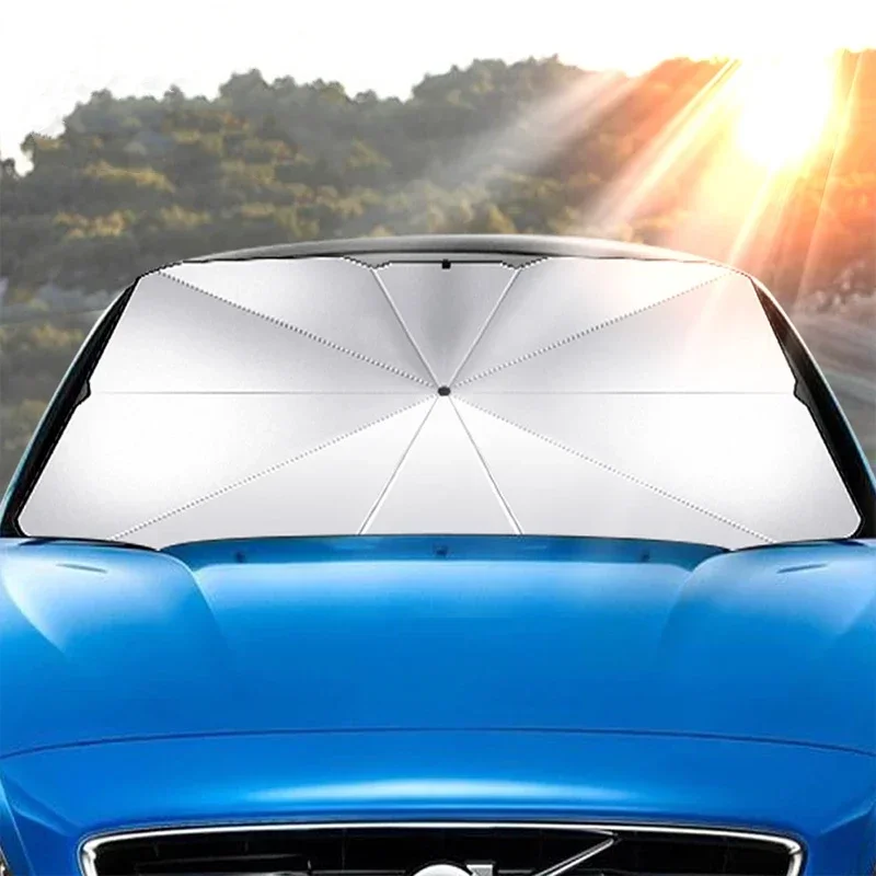 ポータブルカーサンシェード傘、フロントガラス用、高遮光UVカ - Car Sunshade Windshield Umbrella Foldable のレビューと価格