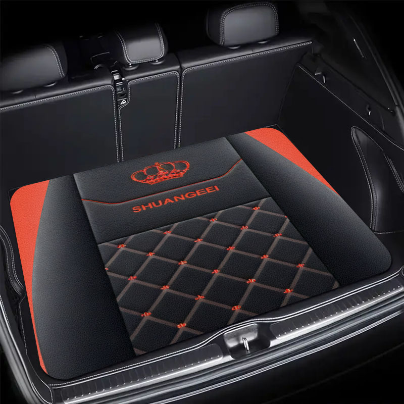 ユニバーサルカーフロアマット高級ブラックレッドクラウン刺繍キ - Car Floor Mats Universal Waterproof Leather のレビューと価格