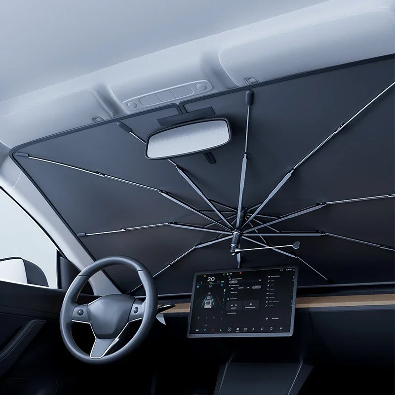 車用傘型フロントガラスサンシェード、折りたたみ式日よけ、UV - Car Sunshade Windshield Umbrella Foldable のレビューと価格