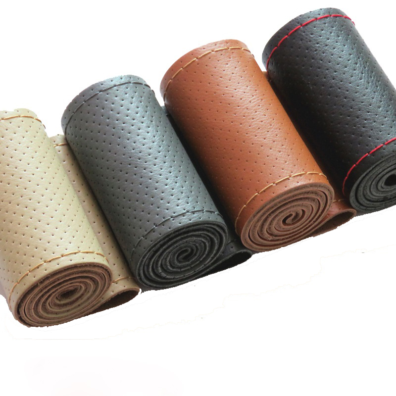 新しい 36 38 40 センチメートル本革自動車ステアリン - Car Steering Wheel Cover Anti Slip Breathable のレビューと価格