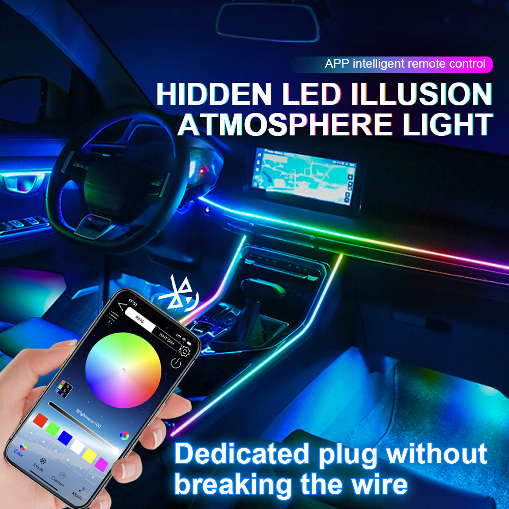 18 in 1 デュアルゾーンシンフォニーストリーマーカーア - Led Ambient Interior Car Lights App Control のレビューと価格
